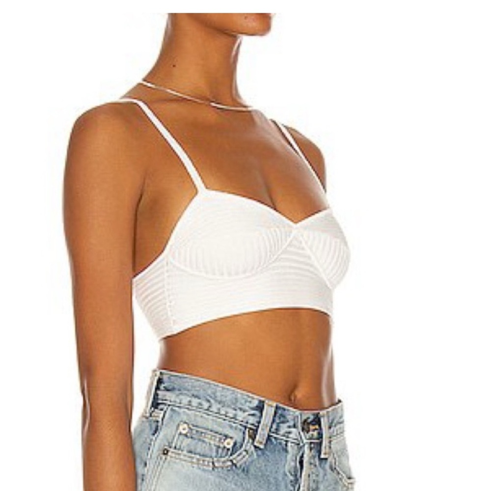 Jonathan Simkhai White Ribbed Crop Bralette Top